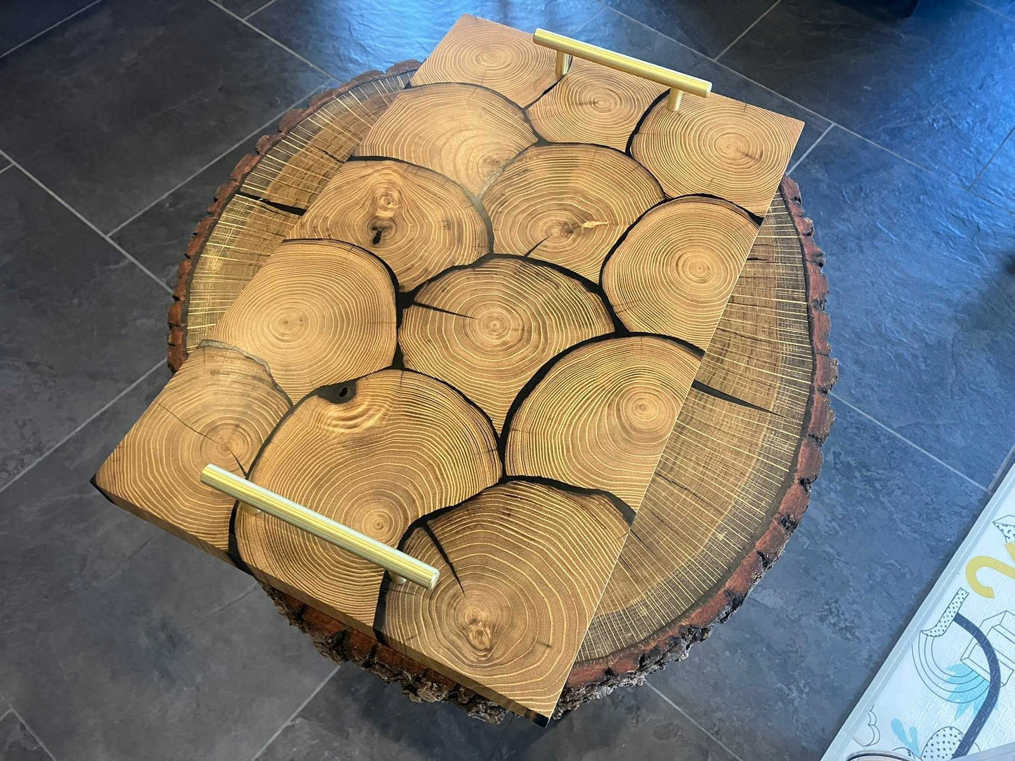 Plateau de service rondins accacia