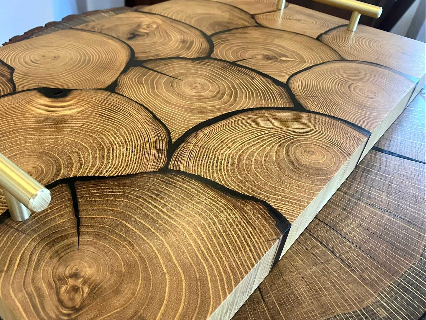 Plateau de service rondins accacia