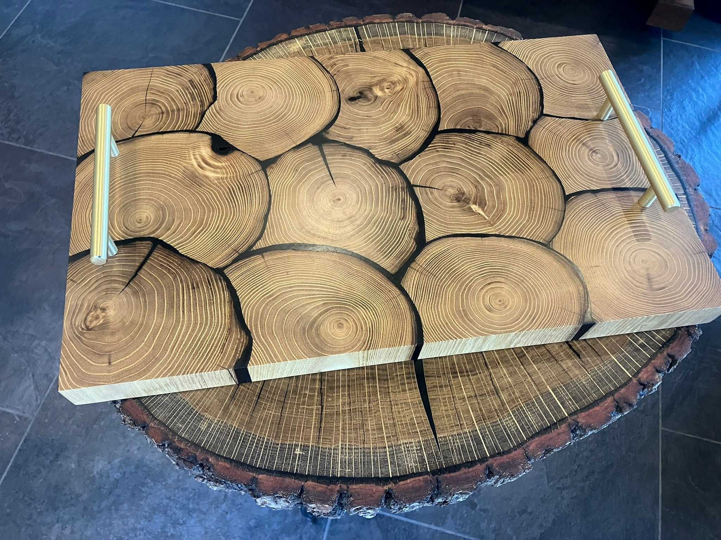 Plateau de service rondins accacia