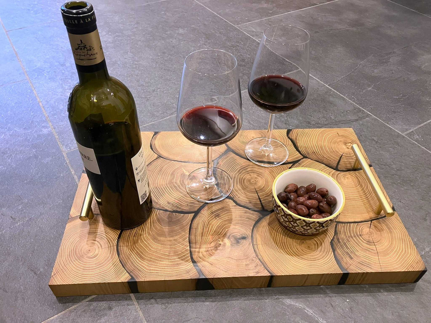 Plateau de service rondins accacia